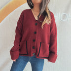 Damen Strickjacke mit eleganten Taschen und strukturiertem Design R&B