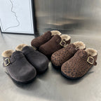 Damen Komfortable Suede Clogs mit weichem Innenfutter und dekorativer Schnalle R&B