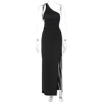 Damen Maxi-Kleid mit asymmetrischem Ausschnitt und eleganten Teilungsnähten R&B