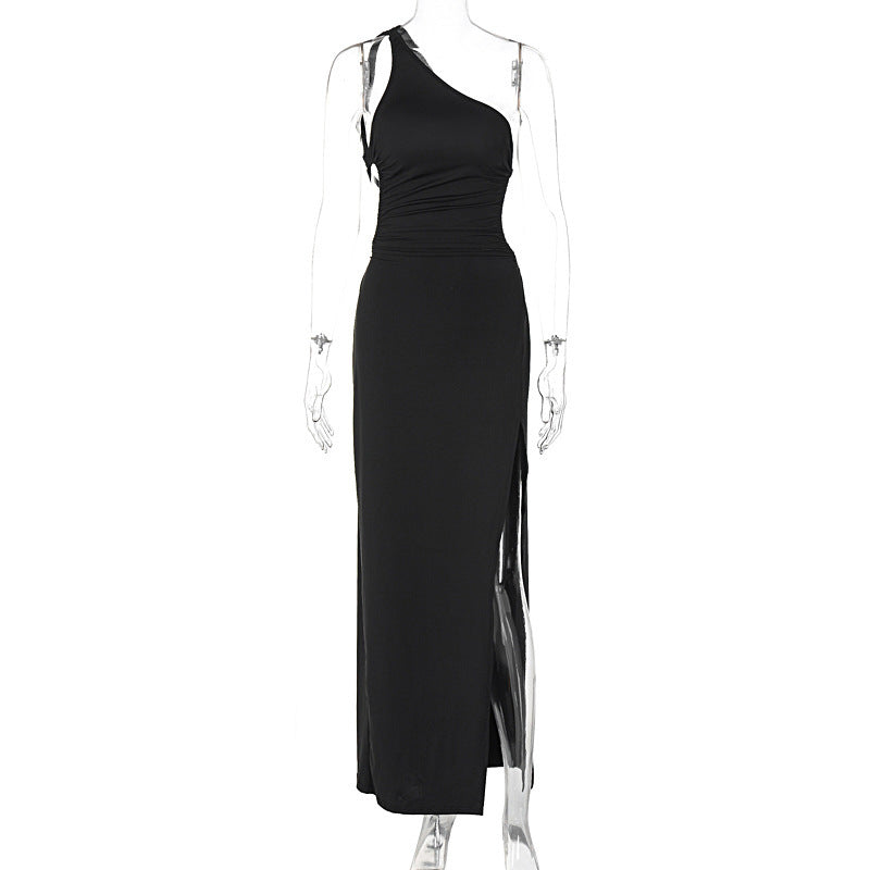 Damen Maxi-Kleid mit asymmetrischem Ausschnitt und eleganten Teilungsnähten R&B
