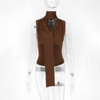 Damen Elegantes Oberteil mit modischem Schal-Design EB