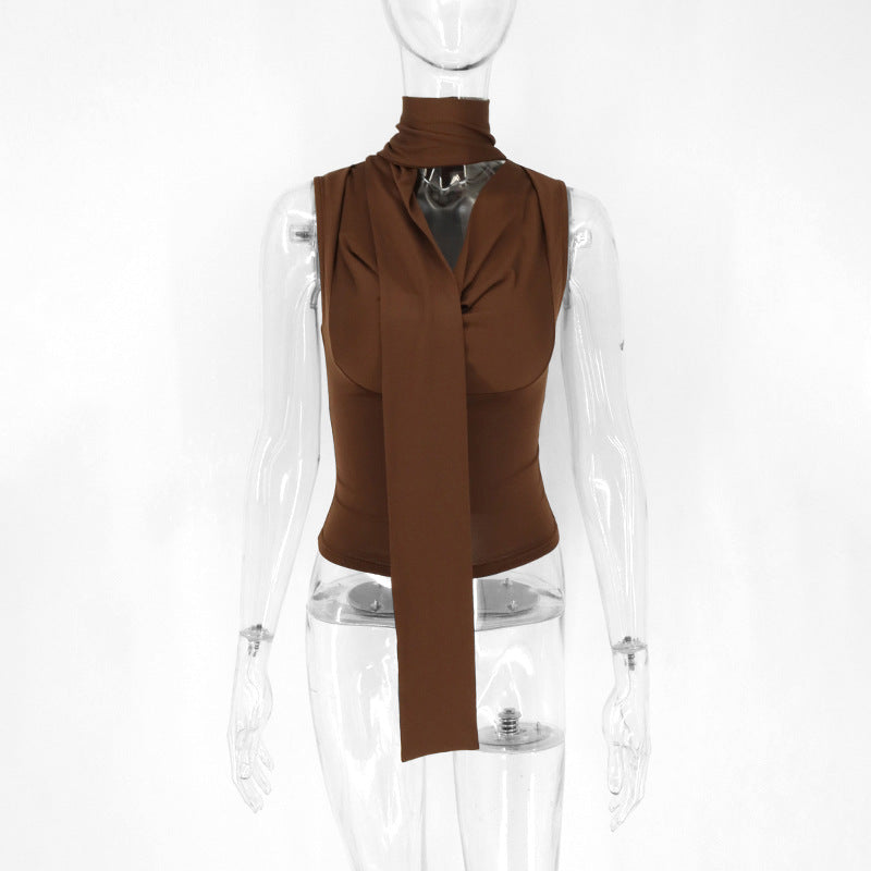 Damen Elegantes Oberteil mit modischem Schal-Design EB