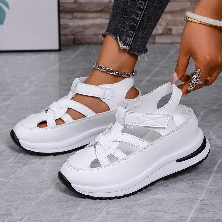 Damen bequeme Riemensandalen mit gepolsterter Laufsohle und verstellbaren Riemen EB