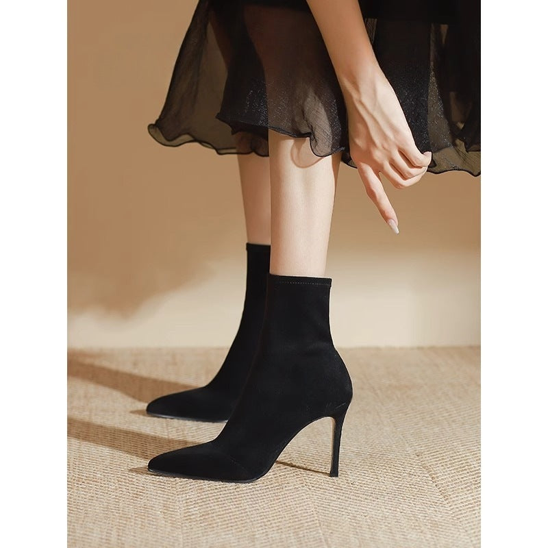 Damen elegante Ankle Boots mit spitzem Design und hohem Absatz R&B