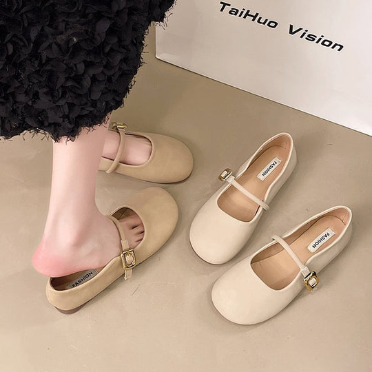 Damen Ballerinas mit dekorativem Riemchen und eleganter Schnalle R&B