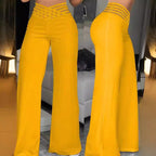 Damen weite Culotte-Hose mit modernem Cut-Out und elastischem Bund R&B