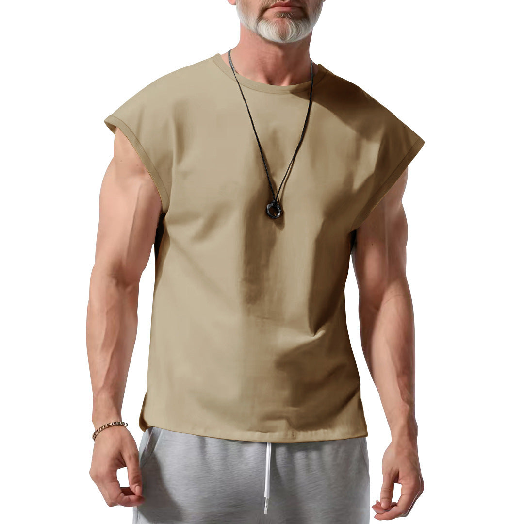 Herren nan athletisches abgeschnittenes Tanktop mit breiten Armöffnungen und Rundhalsausschnitt R&B