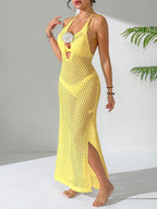 Damen luftiges Netzstrandkleid mit aufregendem Schlitz R&B