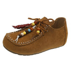 Damen Mokassins mit dekorativen Perlen und weichem Wildleder R&B