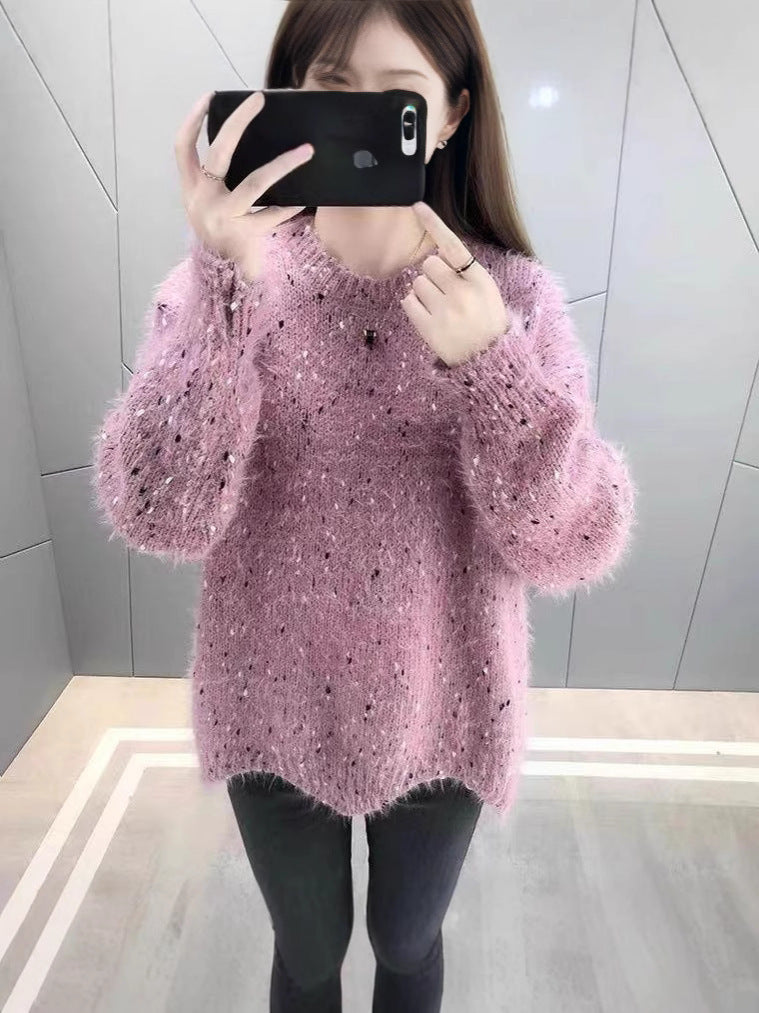 Damen Flauschiger Pulli mit einzigartigem Strukturdesign und funkelnden Akzenten R&B