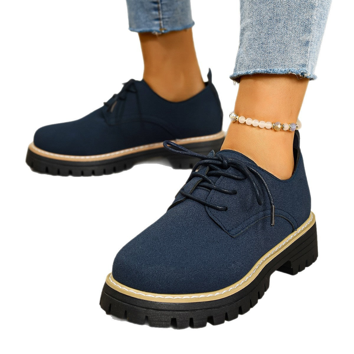 Damen Modische Schnürschuhe mit rutschfester Sohle und dämpfendem Fußbett