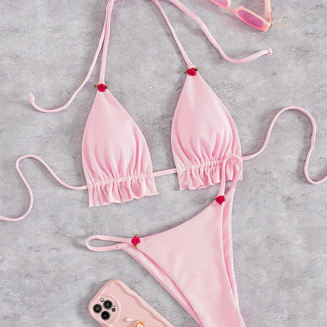 Damen Triangel-Bikini mit verspielt gerafftem Schnitt R&B
