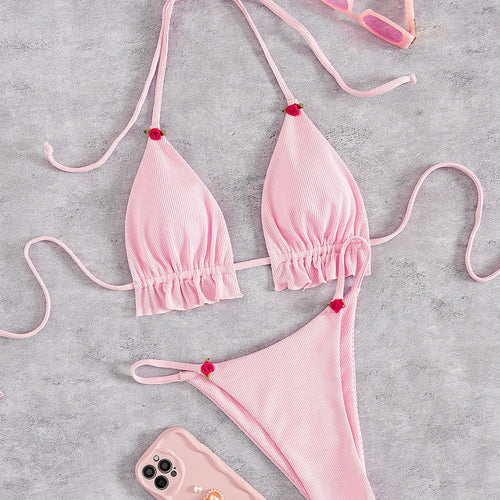 Damen Triangel-Bikini mit verspielt gerafftem Schnitt R&B