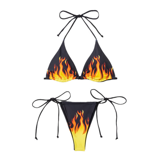 Damen Triangel-Bikini mit flammendem Design und verstellbaren Trägersystem R&B