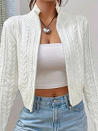 Damen Strickjacke mit Zippverschluss und raffinierter Struktur R&B