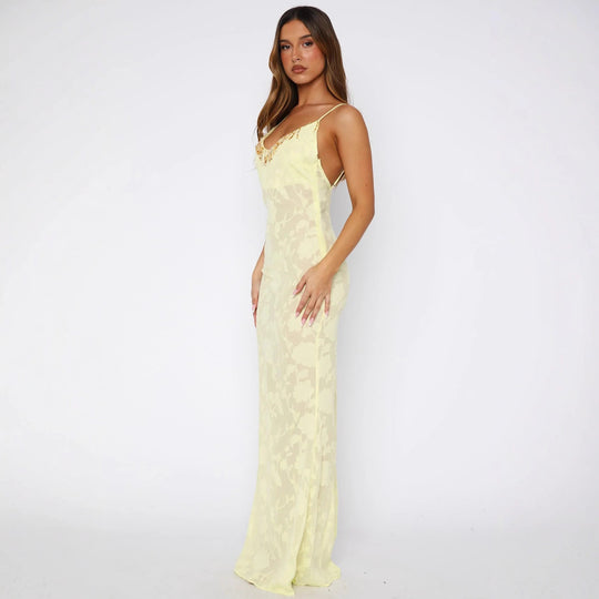 Damen Elegantes Transparentes Wickelkleid mit floralem Muster und funkelndem Ausschnitt R&B