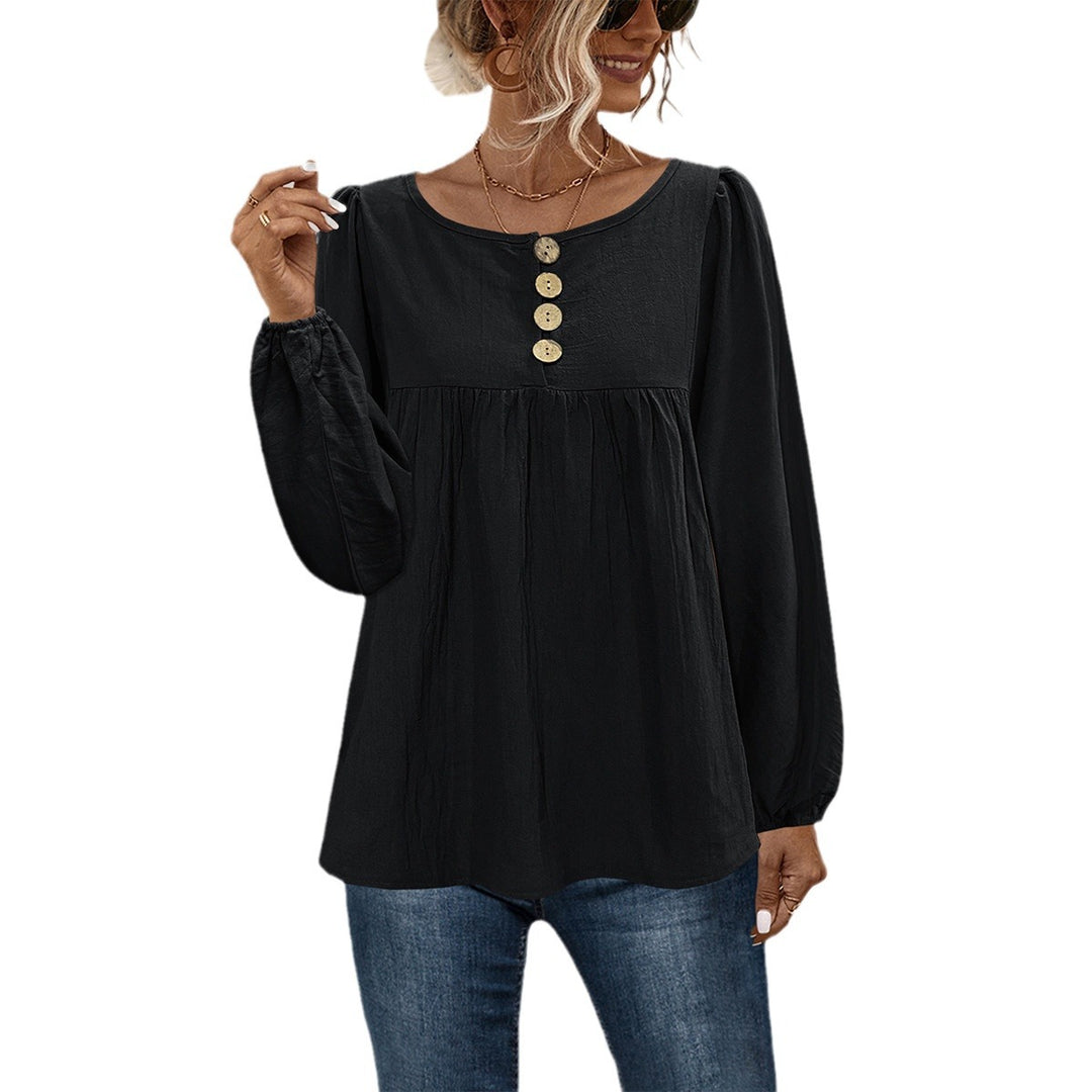 Damen Bluse mit Knopfdetails und voluminösen Ärmeln R&B