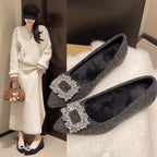 Damen elegante Spitzen-Ballerinas mit Kristallakzenten