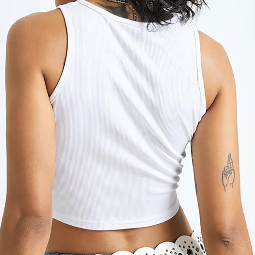 Damen Crop-Top mit kreativem Fotodruck und figurschmeichelndem Schnitt R&B