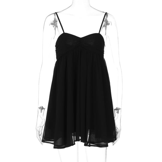 Damen Sommerliches Minikleid mit zarten Spaghettiträgern und schwingendem Rock R&B