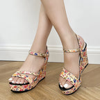 Damen Wedge-Sandalen mit floralen Mustern und komfortablem Fußbett R&B