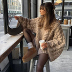Damen Oversized Strickpullover mit strukturiertem Zopfdesign R&B