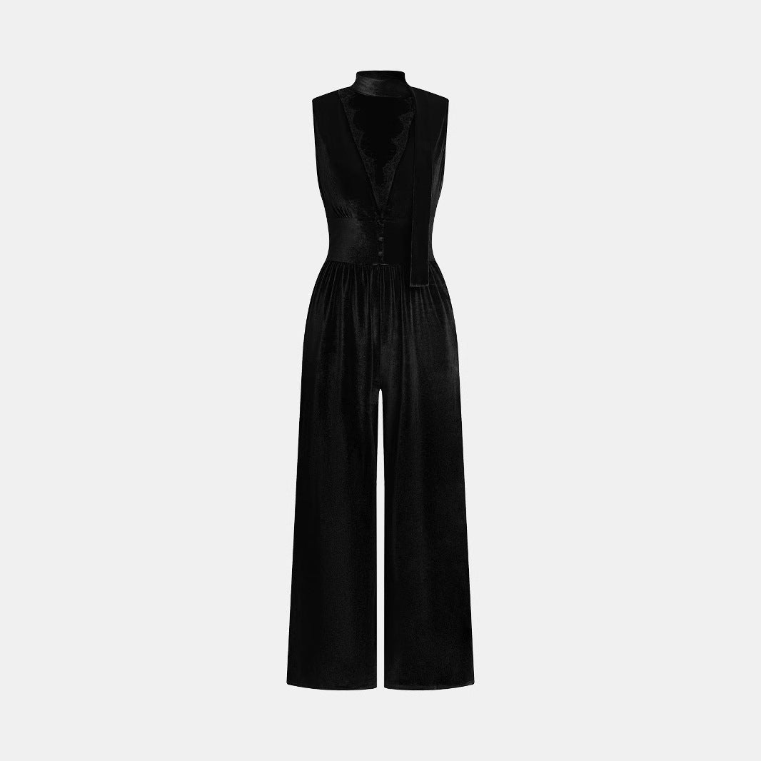 Damen Elegante und vielseitige Jumpsuit mit weitem Beinen R&B