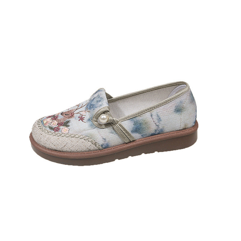 Damen modische Hausschuhe mit stilvollem Blumenornament und elastischem Gummizug R&B