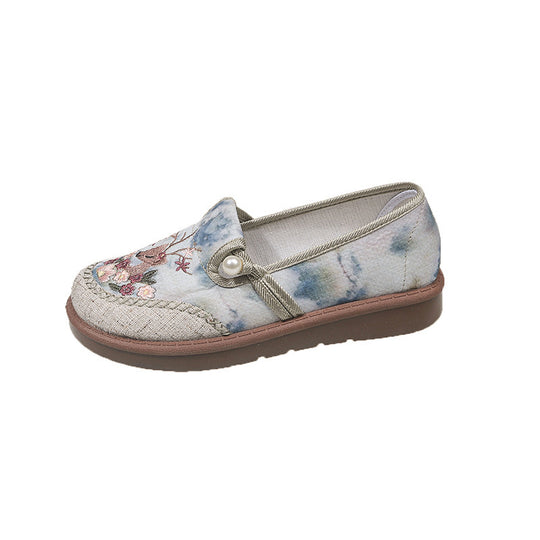 Damen modische Hausschuhe mit stilvollem Blumenornament und elastischem Gummizug R&B