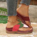 Damen Zehentrenner-Sandalen mit modischem Blatt-Design und anatomischem Fußbett R&B