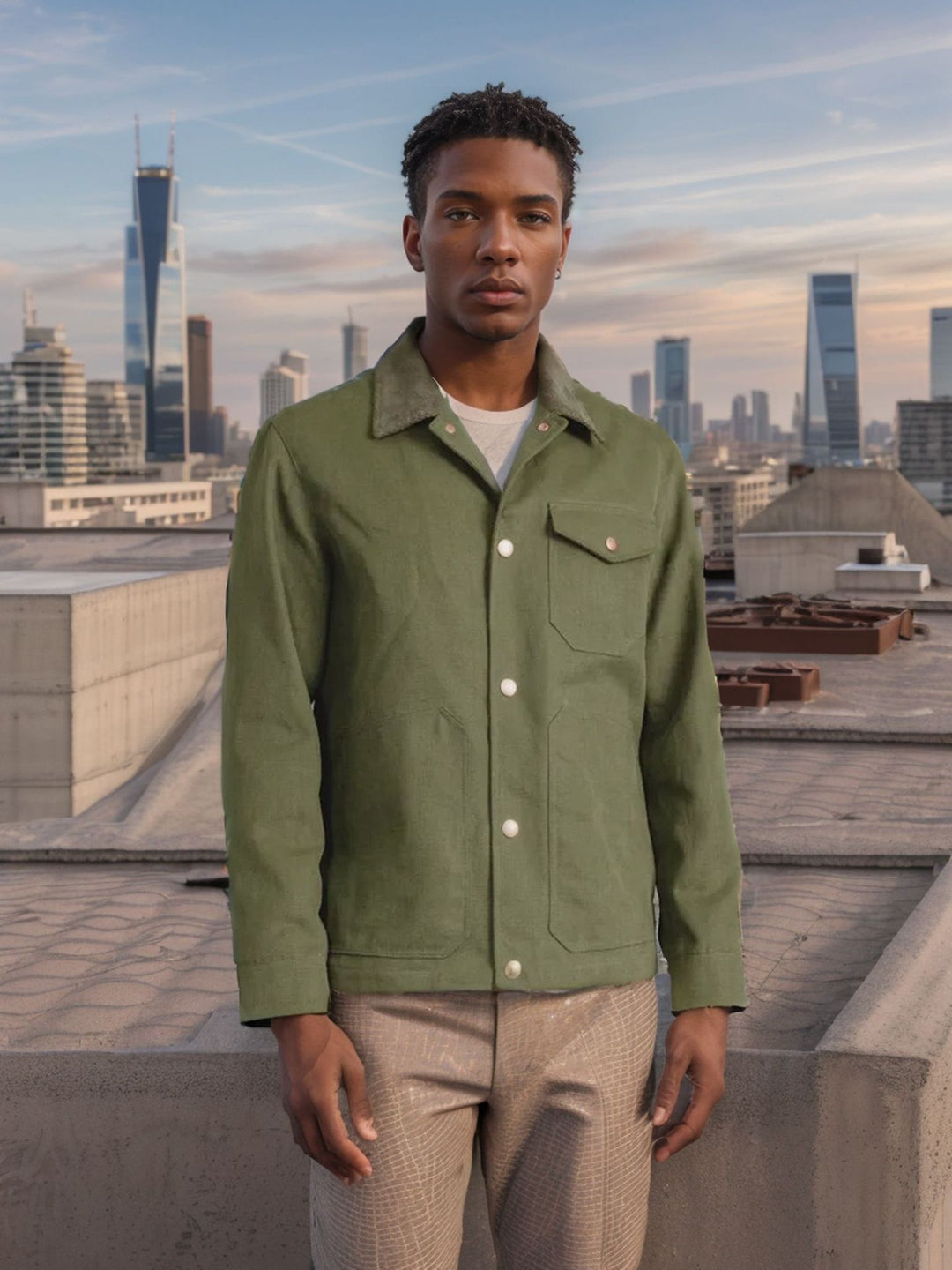 Herren lässige Baumwolljacke im Worker-Stil R&B