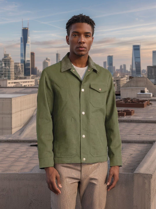 Herren lässige Baumwolljacke im Worker-Stil R&B