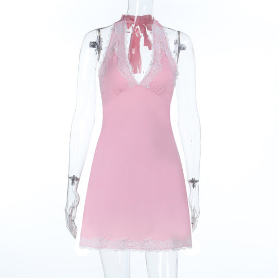 Damen verführerisches Spitzen-Halterkleid R&B