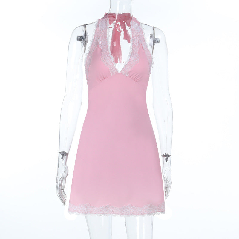 Damen verführerisches Spitzen-Halterkleid R&B