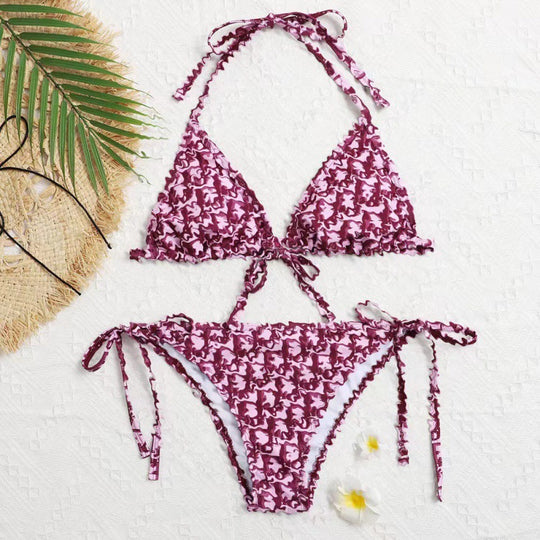 Damen Triangel-Bikini mit floralem Rüschendesign R&B
