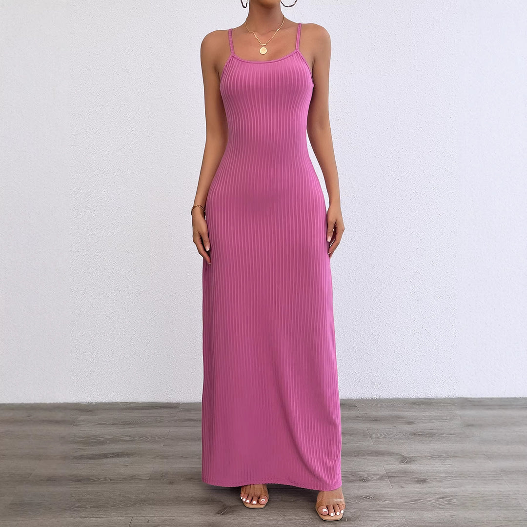 Damen Langes, figurbetontes Kleid mit feinen Rippen und Spaghettiträgern R&B
