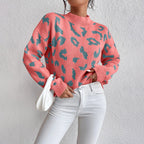 Damen modischer Pullover mit auffälligem Tiermuster und bequemer Passform R&B