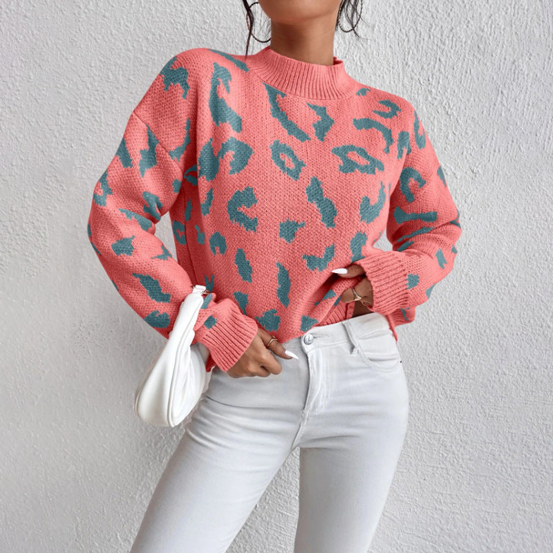 Damen modischer Pullover mit auffälligem Tiermuster und bequemer Passform R&B