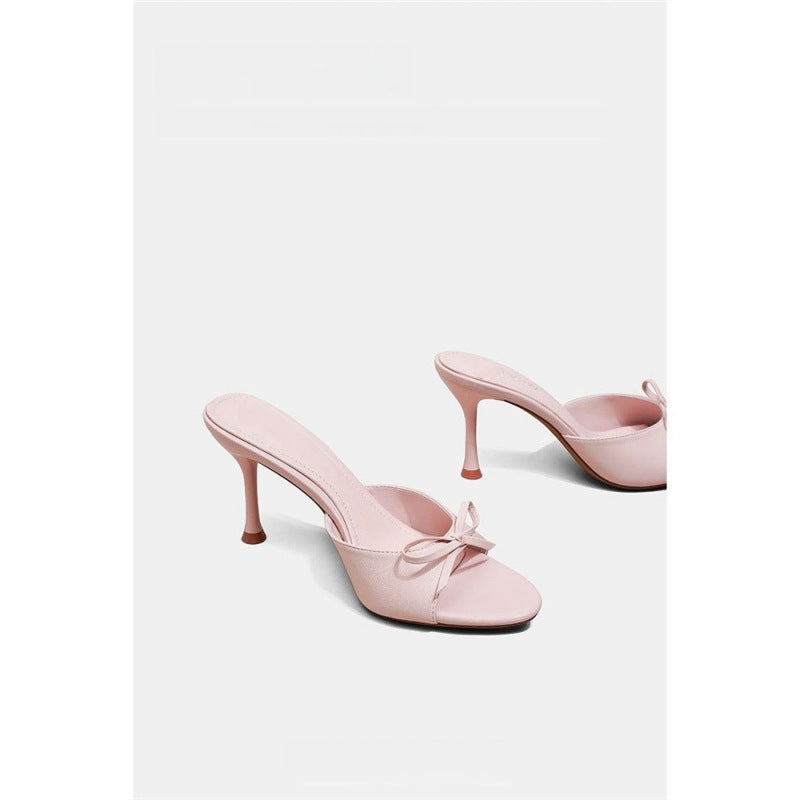 Damen elegante Mules mit zierlichem Schleifendetail