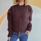Damen gestreifter Pullover mit trendbewusstem Reißverschluss R&B
