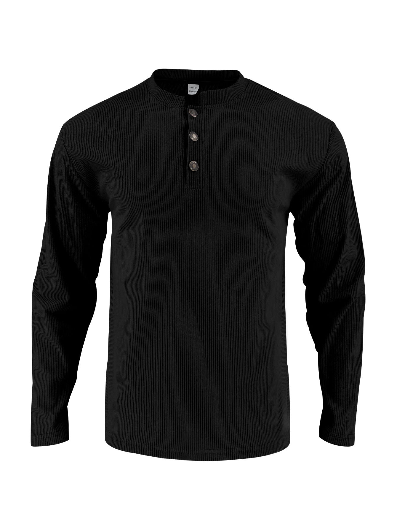 Herren Langarmshirt mit modischer Stehkragen und Knopfleiste R&B