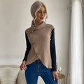 Damen Strickoberteil mit asymmetrischem Reverskragen und dekorativen Knöpfen R&B