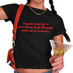 Damen Crop-T-Shirt mit inspirierendem Schriftzug und figurbetontem Schnitt R&B