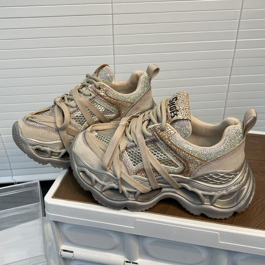 Damen Sportliche Chunky Sneakers mit funkelnden Applikationen und innovativem Dämpfungssystem R&B