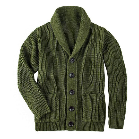 Damen Strickjacke mit Schalkragen und Knopfverschluss R&B