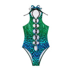 Damen Einteiler Badeanzug mit raffiniertem Schnitt und modischem Kreuz-Design R&B