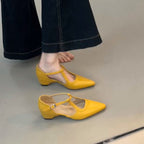 Damen elegante Slingback-Pumps aus hochwertigem Leder mit modischem Design R&B