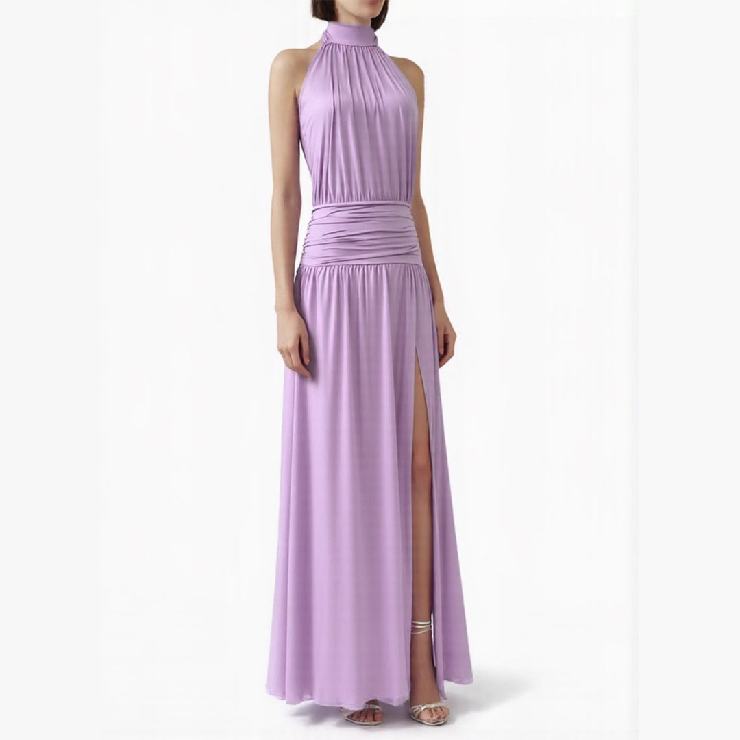 Damen Elegantes Halsnaht-Maxikleid mit seitlichem Schlitz R&B