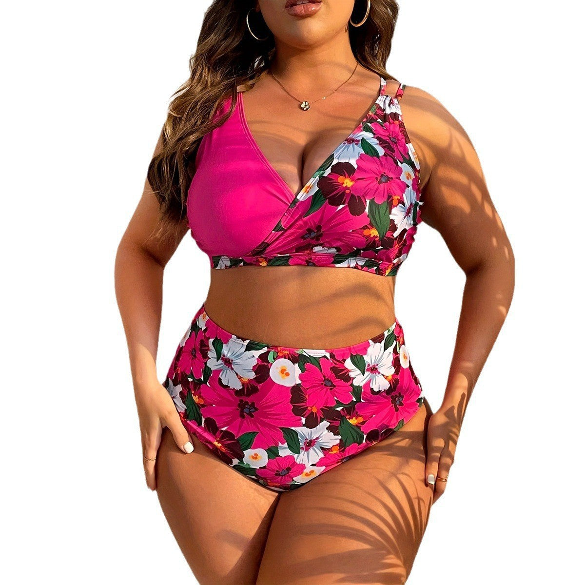 Damen Hochgeschnittenes Floral-Bikini-Set mit Wickeloberteil R&B