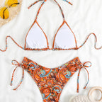 Damen Triangel-Bikini-Set mit verspieltem Paisley-Muster R&B